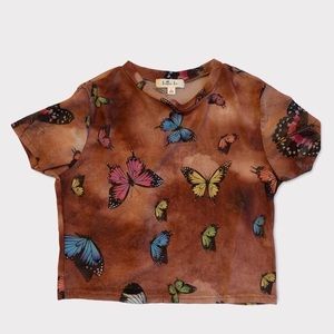 butterfly mesh crop top